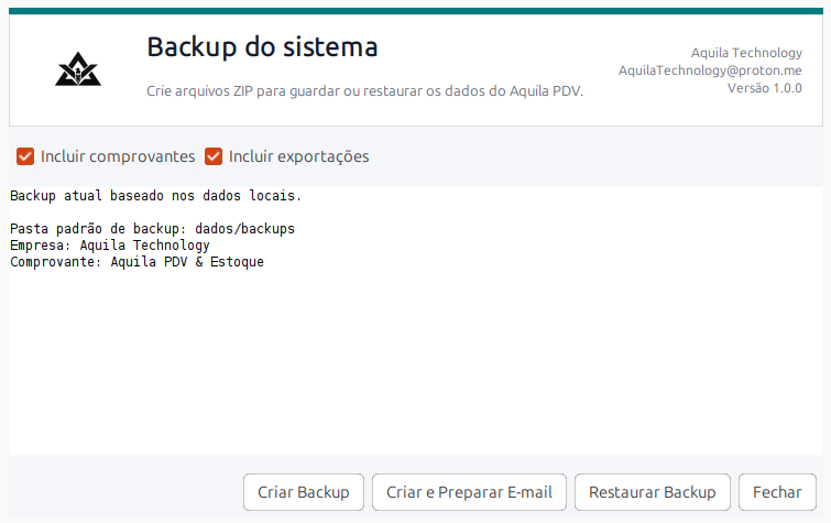Configuração de backup